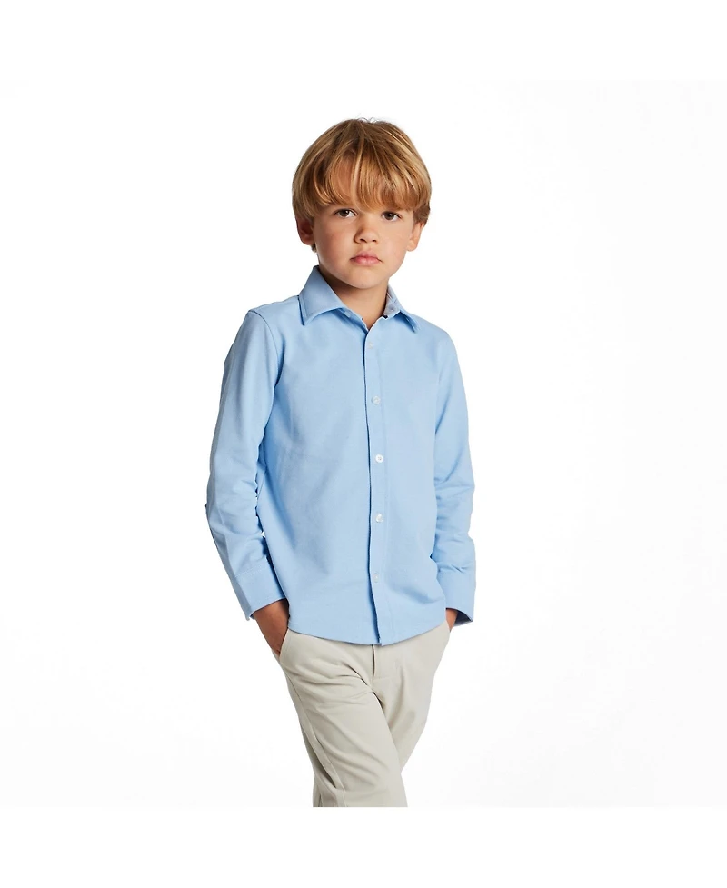 Andy & Evan Big Boys Andy and Evan Blue Knit-Tech Shirt