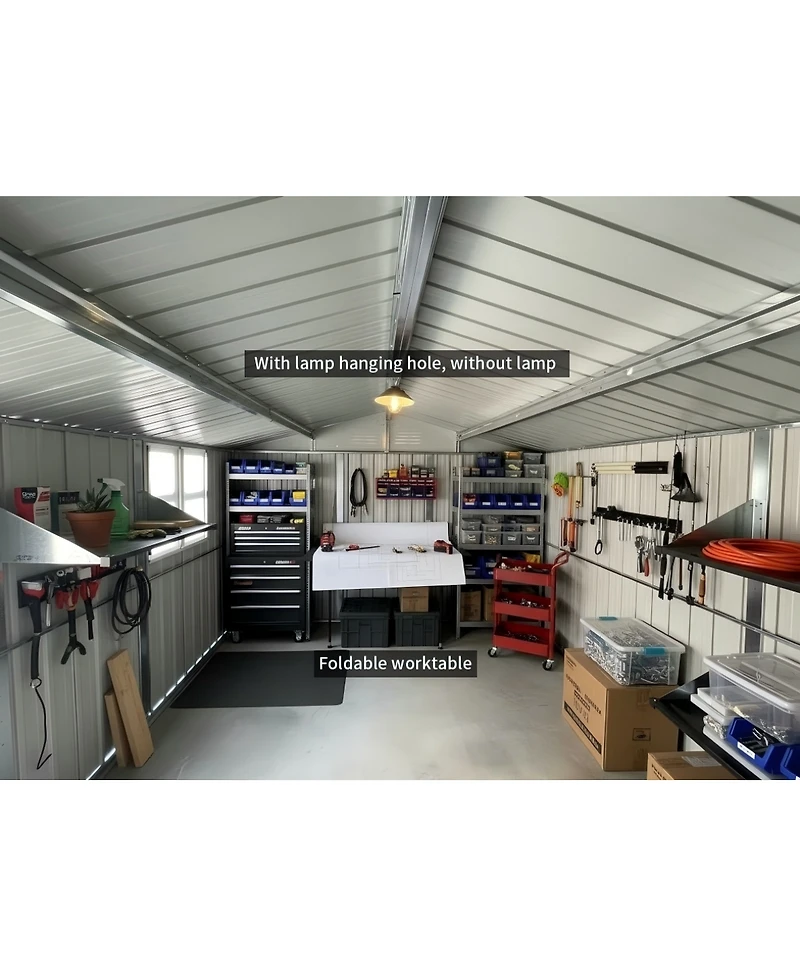 Streamdale Furniture 12x10 Feet Metal Outdoor Storage Shed With Window And Shelves