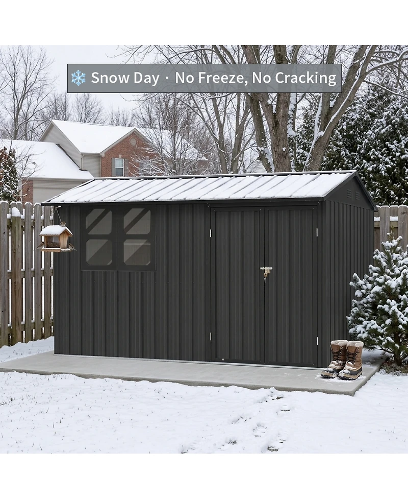 Streamdale Furniture 12x10 Feet Metal Outdoor Storage Shed With Window And Shelves