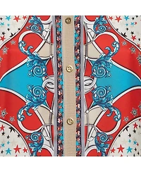 Pre-Owned Versace Women's Printed Silk And Knit Cardigan