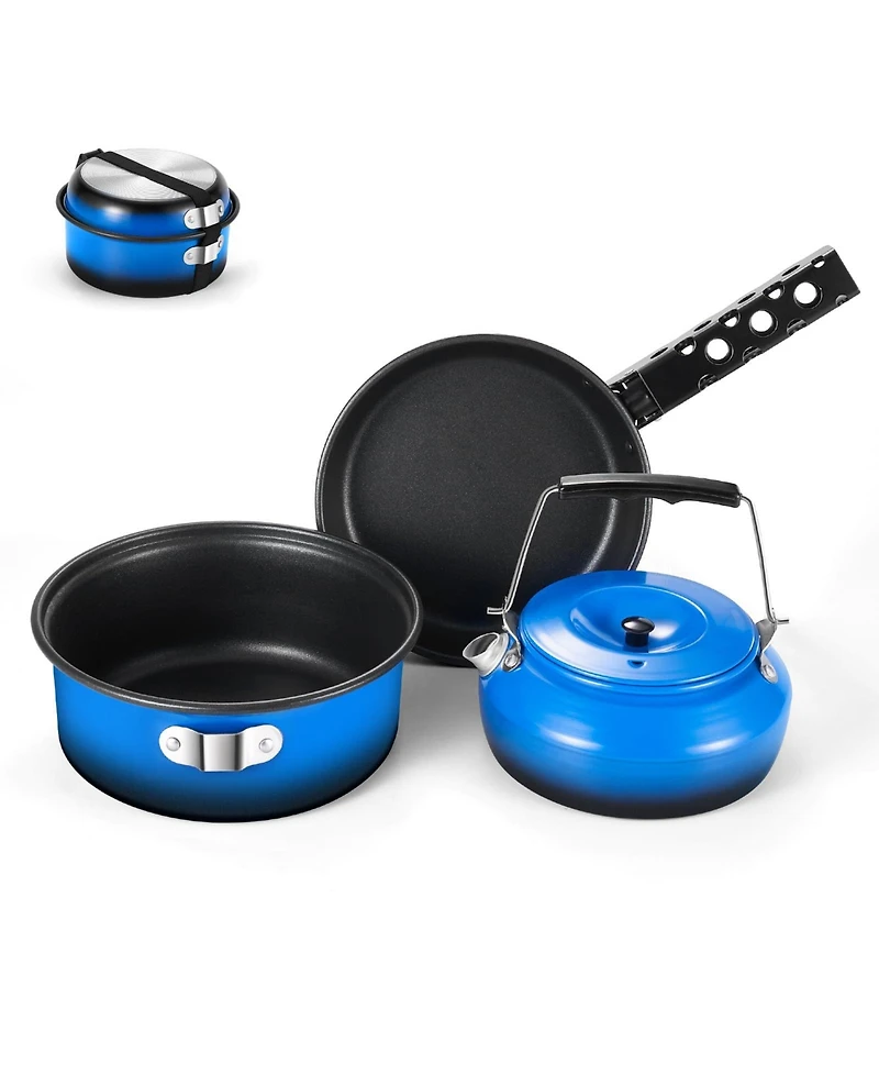 Piscifun 5-piece Camping Cookware Set Nonstick Pot Pan Kettle With Removable Handle For Hiking Picnic