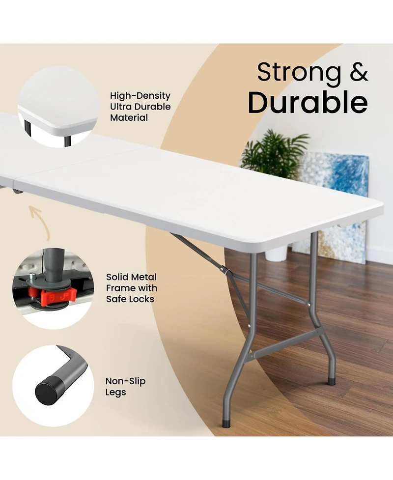 Aofar 8 Feet Foldable Table Steel Portable Heavy Duty Handle