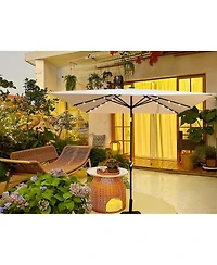 Streamdale Furniture Square 2.5x2.5M Solar Led Patio Umbrella with Crank and Base