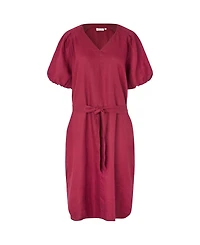 Masai Copenhagen Women's Manalirae Linen V-Neck Puff Sleeve Midi Dress
