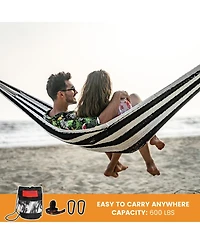 Piscifun Handwoven Mayan Double Hammock Portable Outdoor With Carry Bag Straps Carabiners 550 Lbs Capacity