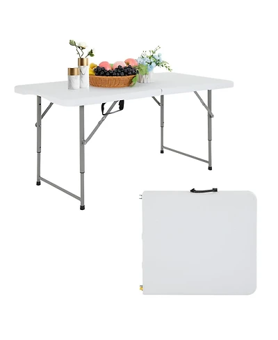 Aofar 4 Feet Folding Table Portable Plastic Steel Frame Lock Carry Handle Events Camping Outdoor