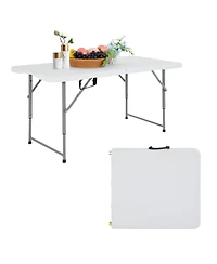 Aofar 4 Feet Folding Table Portable Plastic Steel Frame Lock Carry Handle Events Camping Outdoor
