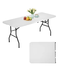 Aofar 6 Feet Folding Table Portable Half Plastic Party Bbq Camping