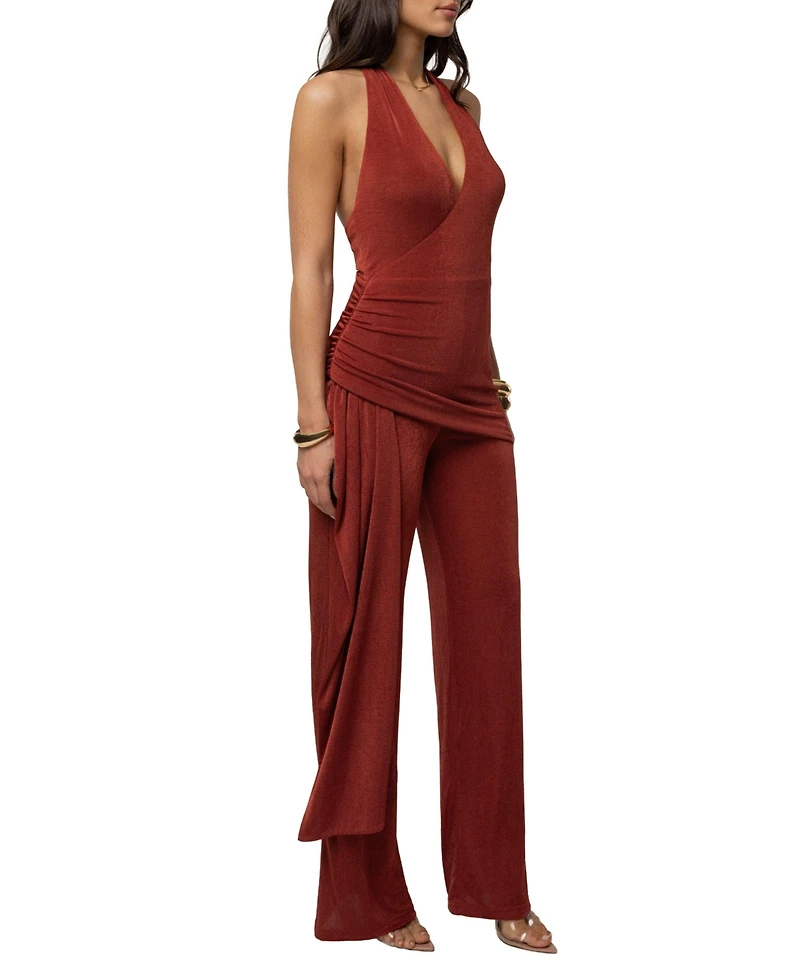 Jluxlabel Women's Terra cotta Rustic Charm Halter Jumpsuit