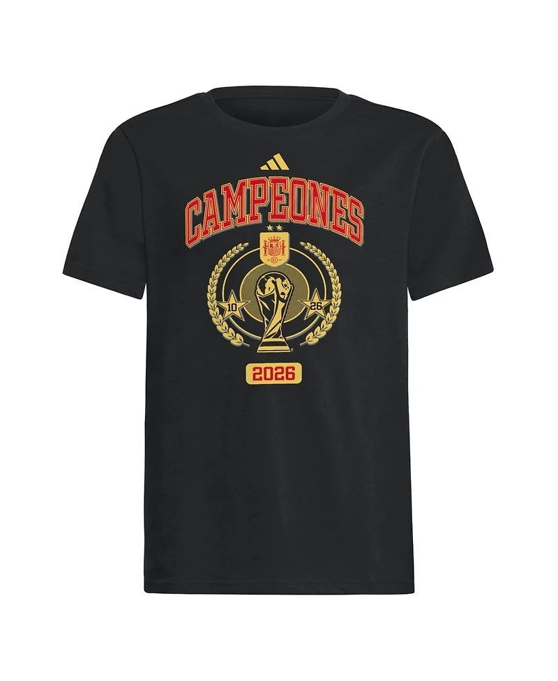 Adidas Big Boys and Girls Black Spain National Team 2026 Fifa World Cup Champions Trophy T-Shirt