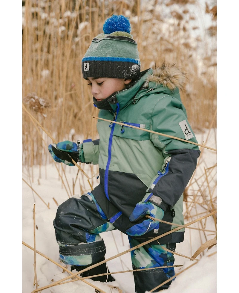 Deux par Little and Big Boy 6-14 Two Piece Play Snowsuit Colorblock with Camouflage Pants