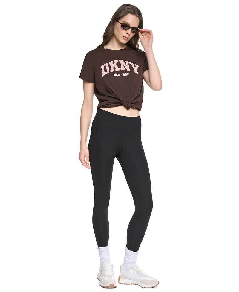 Dkny Sport Women's Puff Varsity Logo Relaxed-Fit Crewneck T-Shirt