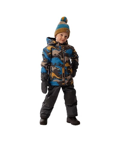 Deux par Little and Big Boy 6- 14 Light Weight Two Piece Chill Snowsuit Grey Blue Dinosaur Print