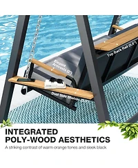 Pamapic 3 Person Porch Swing with Thick Cushions, Adaptive Pillow and Adjustable Canopy