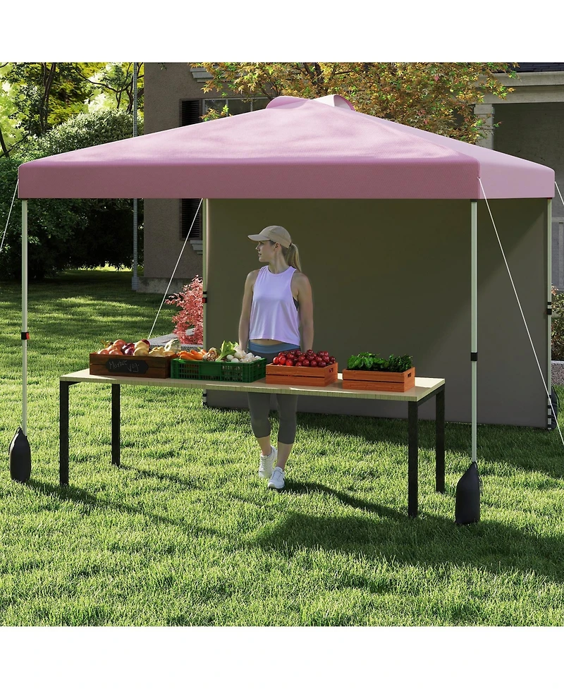 Sugift 10x 10 feet Pop Up Canopy Tent with One Sidewall and Wheeled Bag