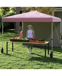 Sugift 10x 10 feet Pop Up Canopy Tent with One Sidewall and Wheeled Bag