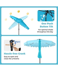 Sugift 10 Feet Solar Led Patio Umbrella with 32 Lights and Weighted Sandbag Base