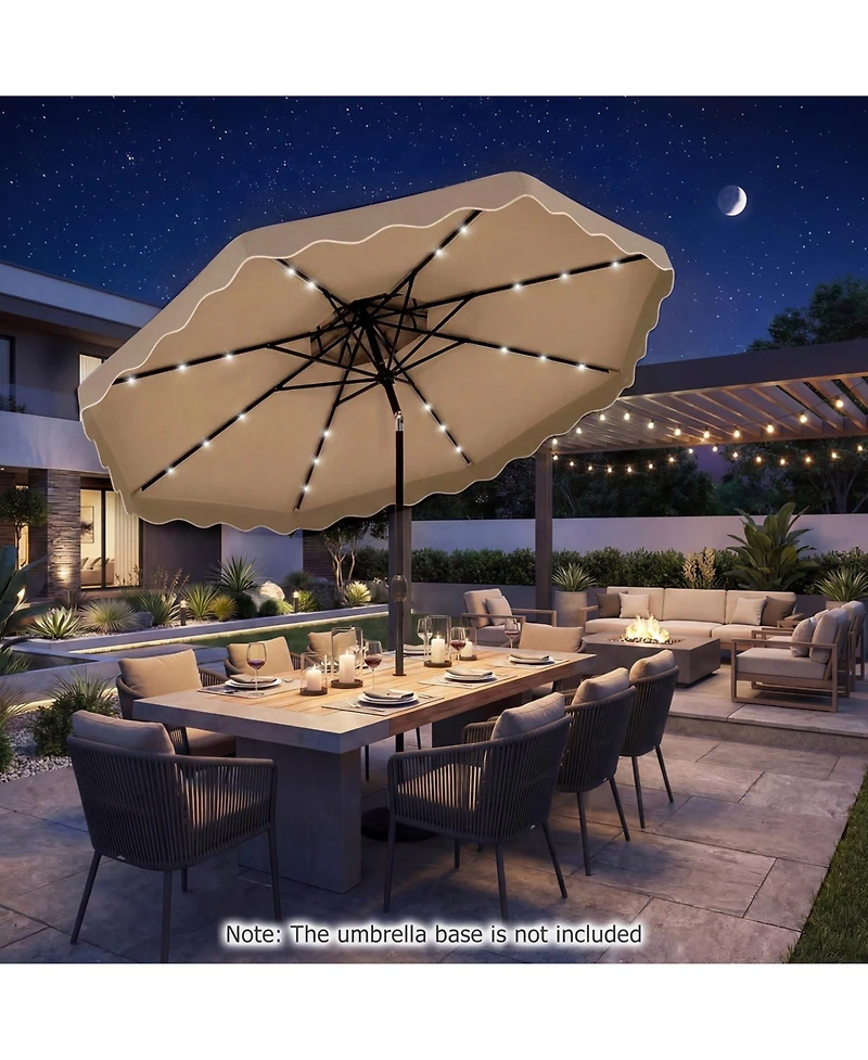 Sugift 10 Feet Solar Led Patio Umbrella for Deck and Pool with 24 Lights and Push Tilt