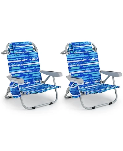 Aofar 2 Pack Beach Chair Folding Aluminum Camping Lounge outdoor