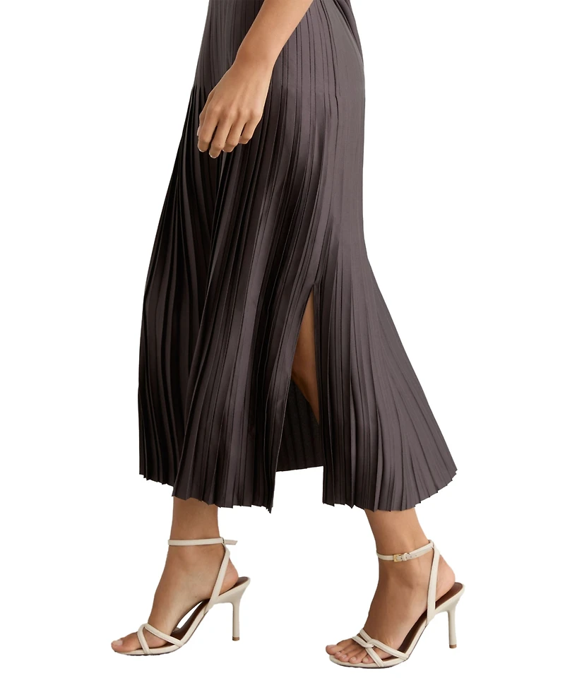 Reiss Petite Savannah Satin Pleated Midi Skirt
