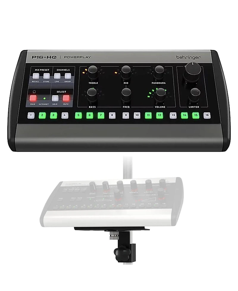 Behringer P16-hq Powerplay 16-Channel Personal Monitoring Mixer with Mounting Bracket