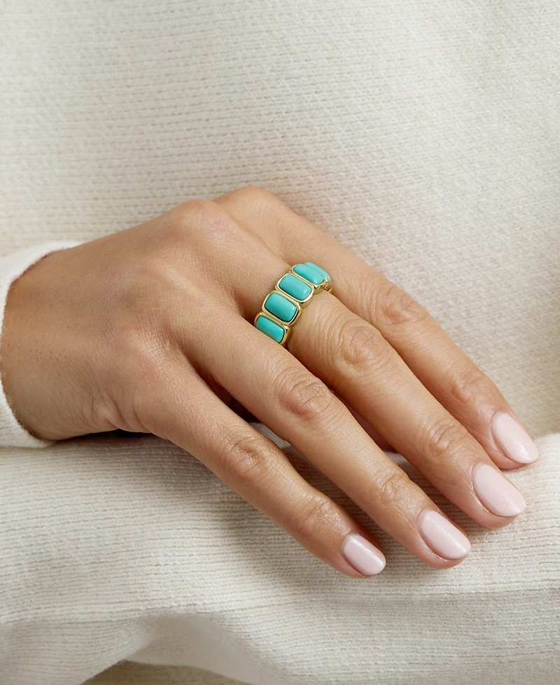 Macy's Gold-Plated Howlite Turquoise Rectangle Bezel Ring
