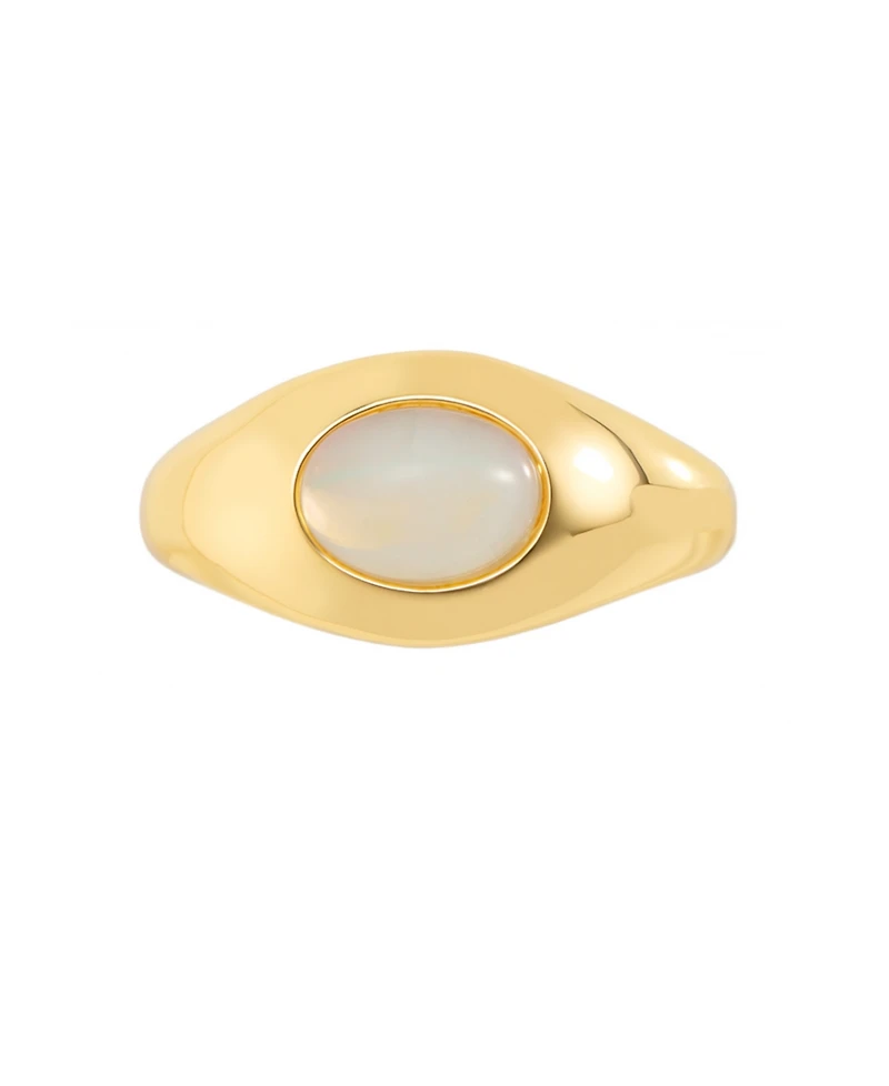 Macy's Gold-Plated Howlite Turquoise Simulated Moonstone Oval Dome Ring