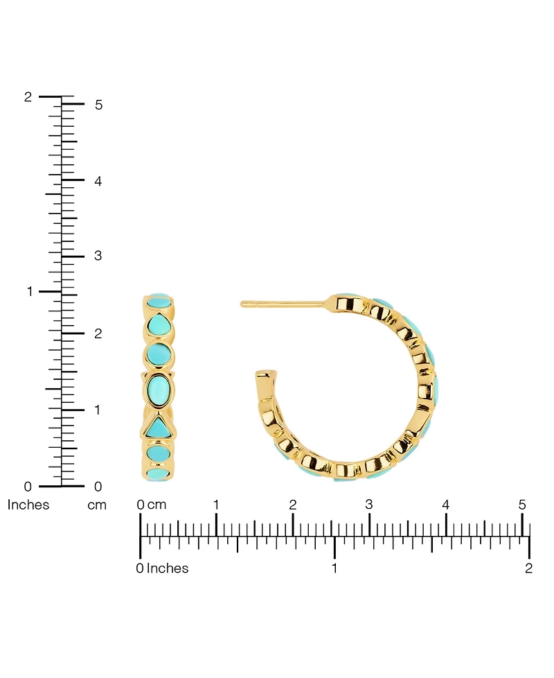 Macy's Gold-Plated Howlite Turquoise Geometric Hoop Earrings