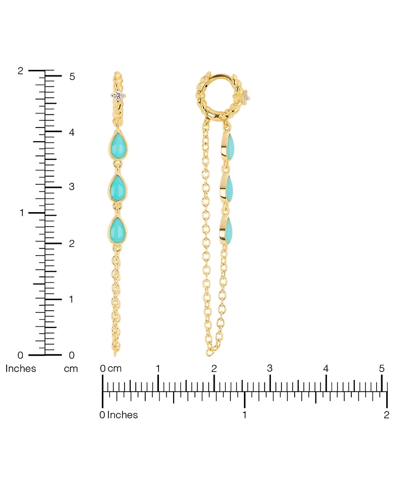 Macy's Gold-Plated Howlite Turquoise Teardrop Chain Drop Twist Hoop Earrings