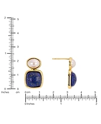 Macy's Gold-Plated Lapis Imitation Pearl Stud Drop Earrings