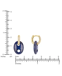 Macy's Gold-Plated Turquoise Lapis Mariner Cubic Zirconia Huggie Hoop Earrings