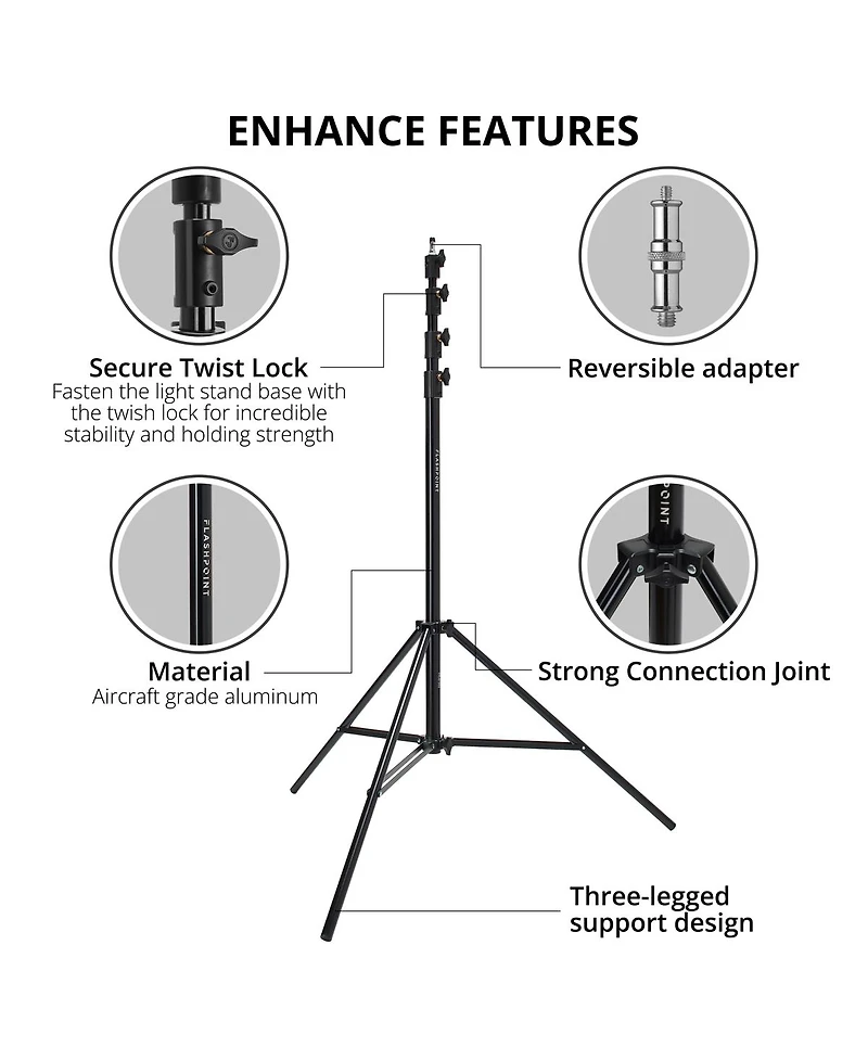Flashpoint 13' Pro Air-Cushioned Heavy-Duty Light Stand V2