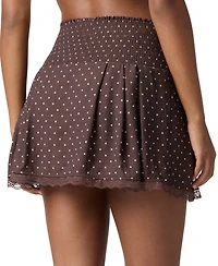 Florence By Mills Juniors' High-Waisted Lace-Trim Pull-On Mini Skirt
