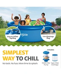 Funsicle 10' x 30" QuickSet Inflatable Ring Top Outdoor Above Ground Pool w/Pump