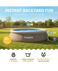 Funsicle 10' x 30" QuickSet Ring Top Above Ground Swimming Pool, Basketweave