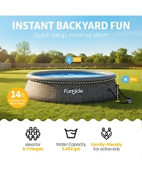 Funsicle 14' x 36" QuickSet Ring Top Above Ground Swimming Pool Dark Herringbone