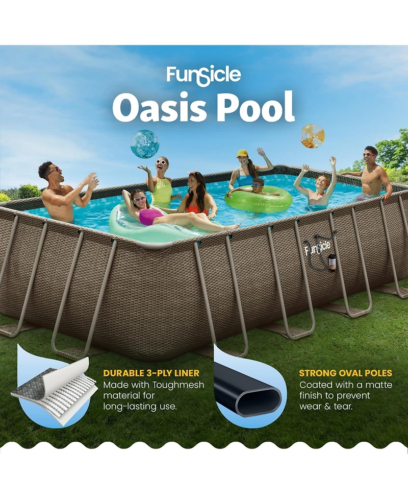 Funsicle 18 Feet Oasis Designer Lap Above Ground Pool with Pump, Triple Basketweave