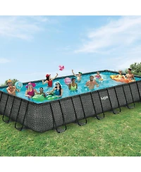 Funsicle 24 Ft Oasis Designer Lap Above Ground Pool w/ Pump, Dark Herringbone