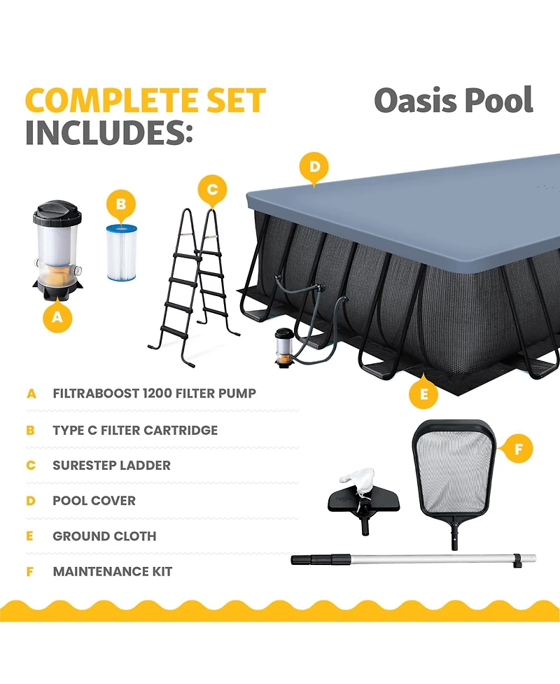 Funsicle 24 Ft Oasis Designer Lap Above Ground Pool w/ Pump, Dark Chevron Rattan
