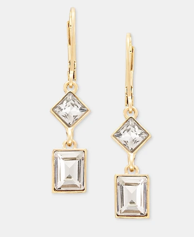 Karl Lagerfeld Paris Square Crystal Double Drop Earrings