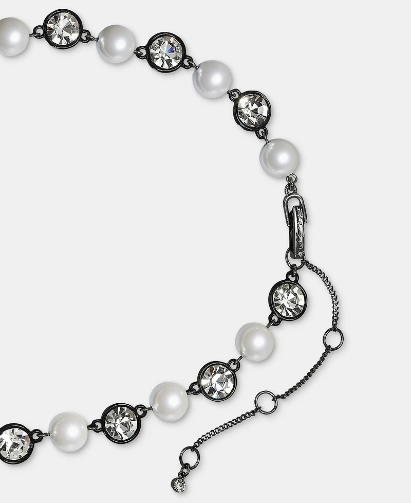 Karl Lagerfeld Paris Crystal & Imitation Pearl Collar Necklace, 16" + 3" extender
