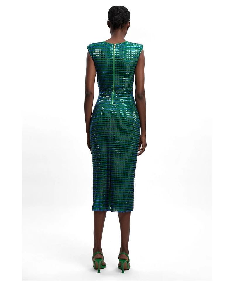 Karen Millen Women's Plunge V-Neck Sleeveless Midi Dress