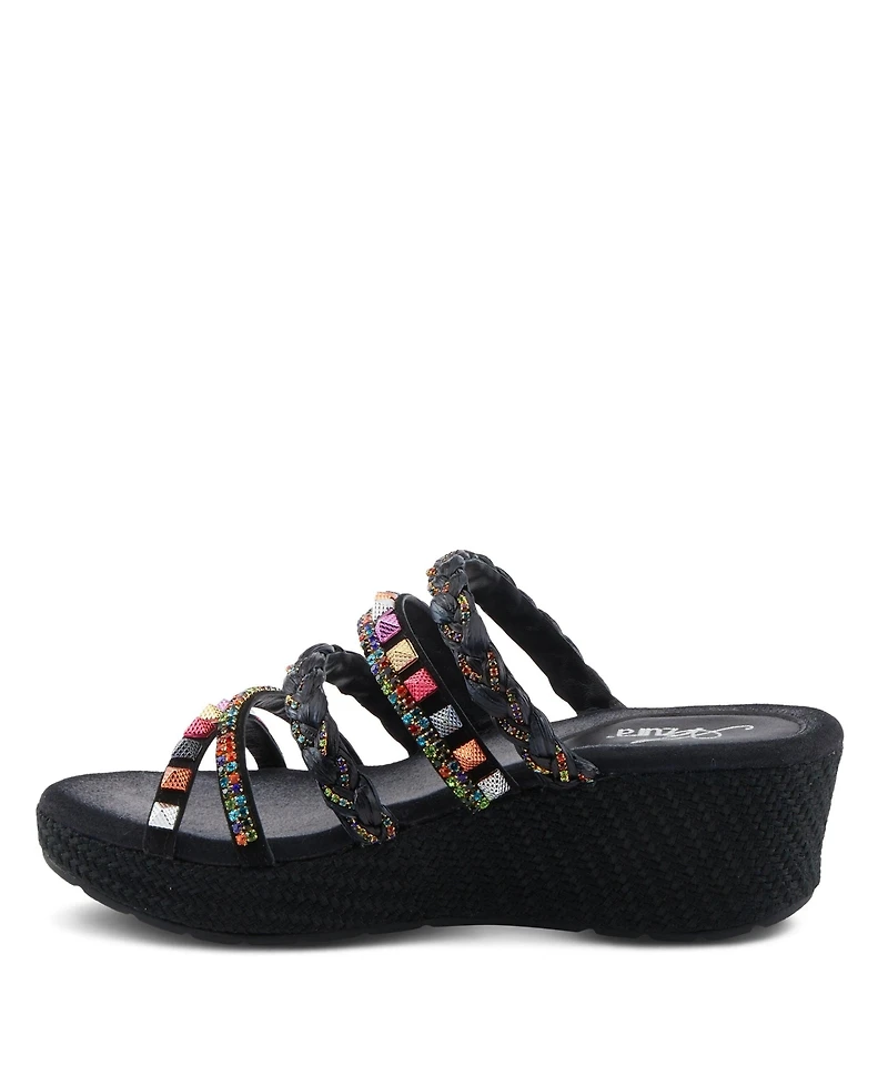 Azura Women's Shinychic Wedge Sandal with Suede Upper