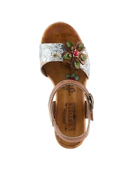 L'Artiste Women's Felis Platform Sandal with Hand-Painted Vamp