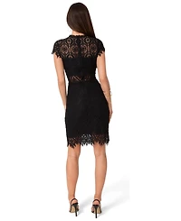 Bebe Women's Lace Short Sleeve Illusion Dress