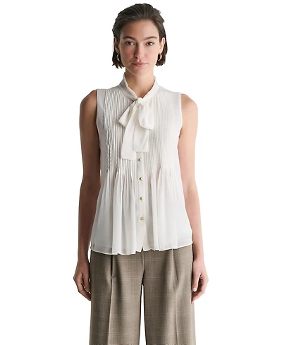 Bcbg Women's Tie Neck Sleeveless Blouse