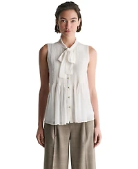 Bcbg Women's Tie Neck Sleeveless Blouse