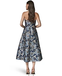 Donna Karan New York Petite Printed Metallic Strapless Midi Dress