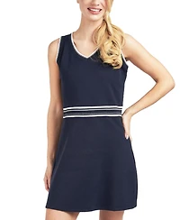 Elle Collection Women's Drop-Waist A-Line V-Neck Dress