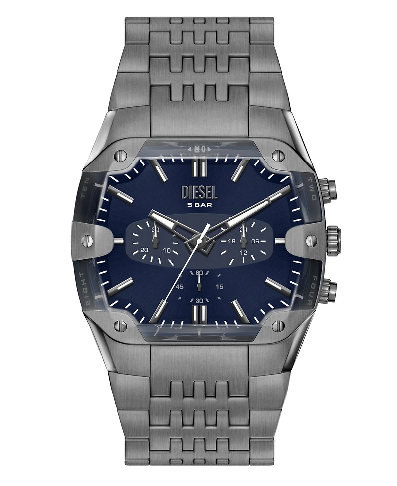 Diesel Men's Spiked Cushion Quartz Chronograph Gunmetal Stainless Steel Watch 45mm